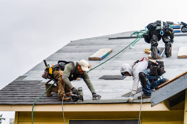 Professional Roofing technician working in Port Crane, NY